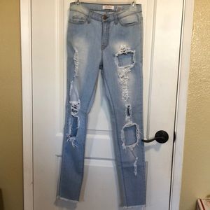 High Waist Distressed Jeans